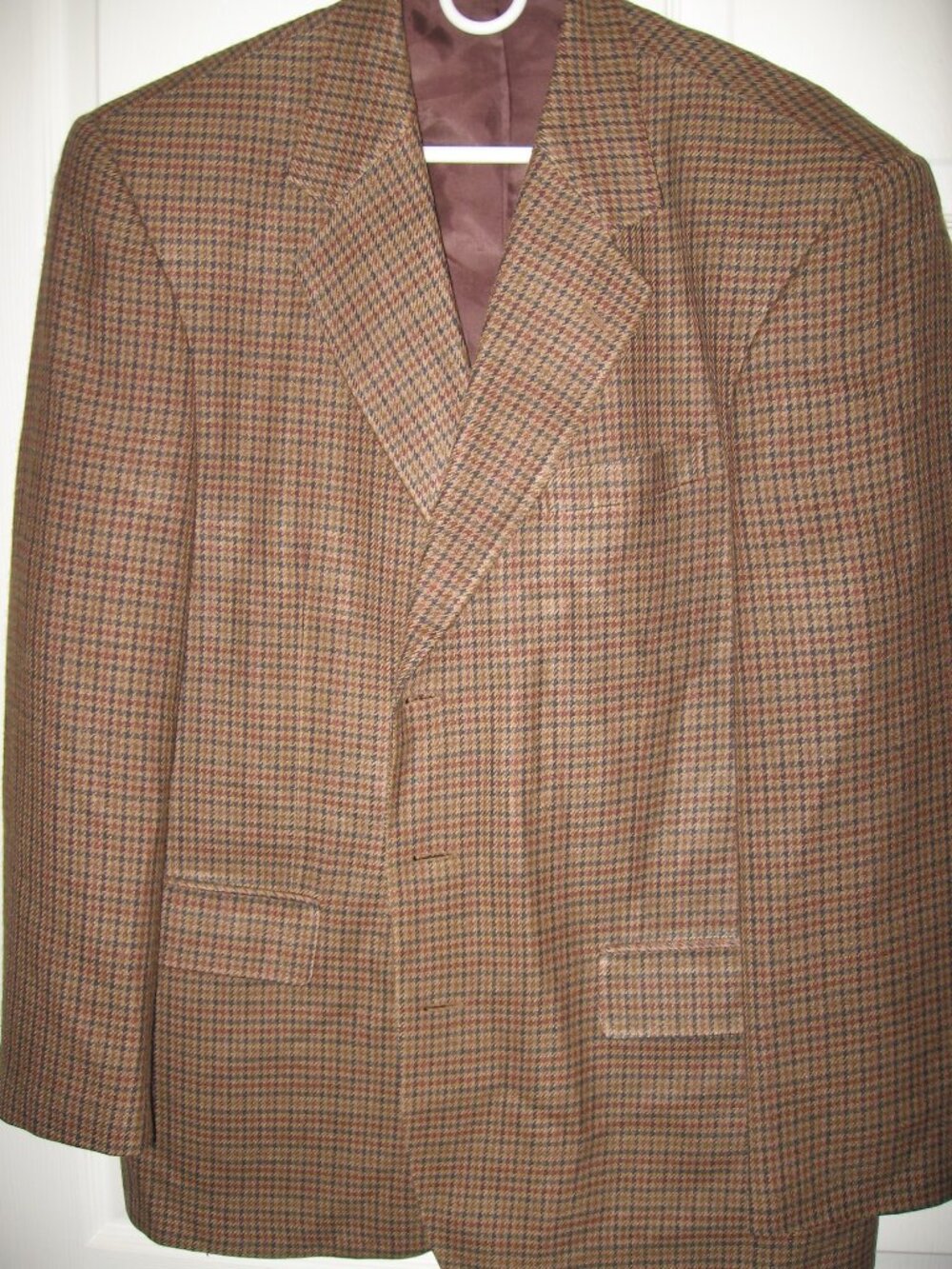 Haggar Silk & Wool Blend Gun Check Pattern Blazer Men's 42R